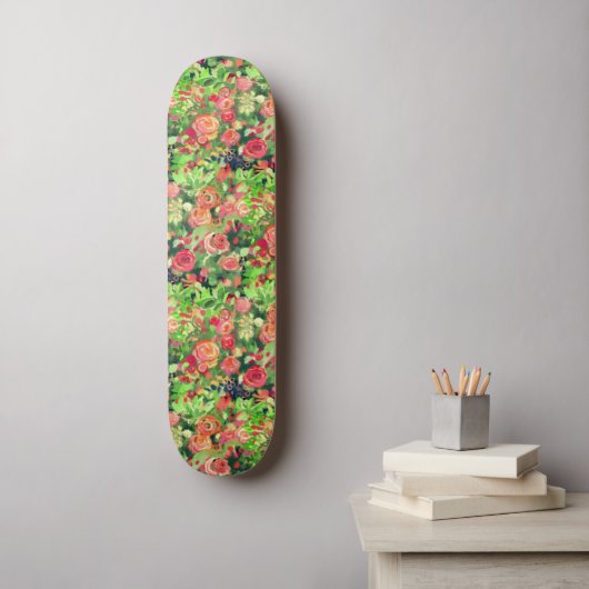 Rote Rosen Kunst Skateboard (Wandkunst)