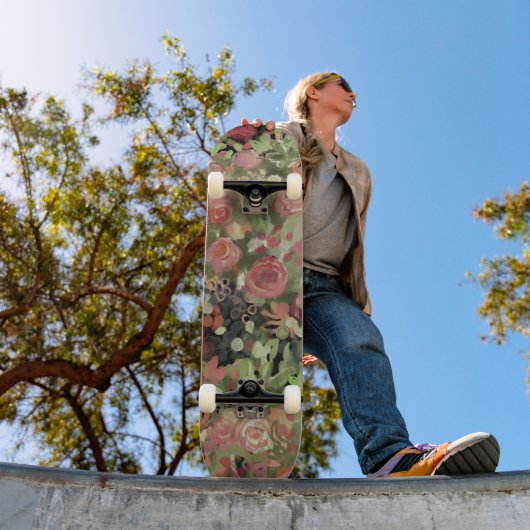 Rote Rosen Kunst Skateboard (Außen 1)