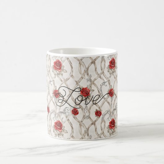 Rote Rosen Kunstholz Florale Liebe Kaffeetasse (Mittel)