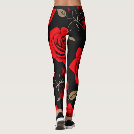 Rote Rosen Leggings (Rückseite)