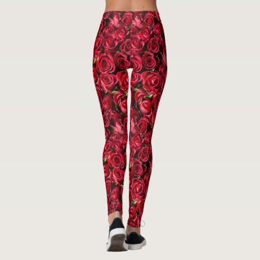 Rote Rosen Leggings (Rückseite)