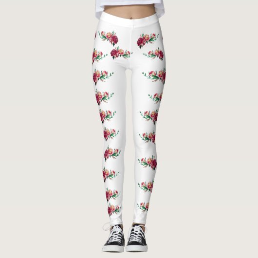 Rote Rosen Leggings (Vorderseite)