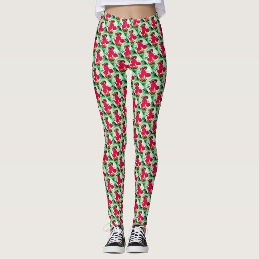 Rote Rosen Leggings (Vorderseite)