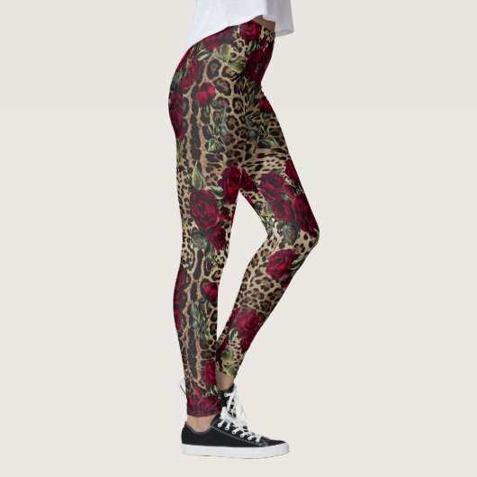 Rote Rosen Leopard Leggings (Rechts)