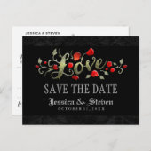 Rote Rosen LIEBE Halloween Hochzeit Save the Date Ankündigungspostkarte (Vorne/Hinten)