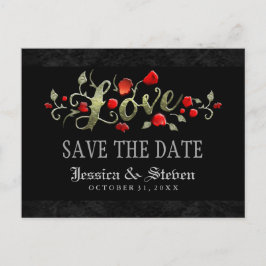 Rote Rosen LIEBE Halloween Hochzeit Save the Date Ankündigungspostkarte