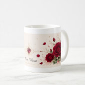 Rote Rosen-Liebesnotizen Romantischer Blumenkaffee Kaffeetasse (VorderseiteRechts)