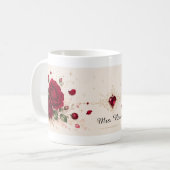 Rote Rosen-Liebesnotizen Romantischer Blumenkaffee Kaffeetasse (Vorderseite Links)