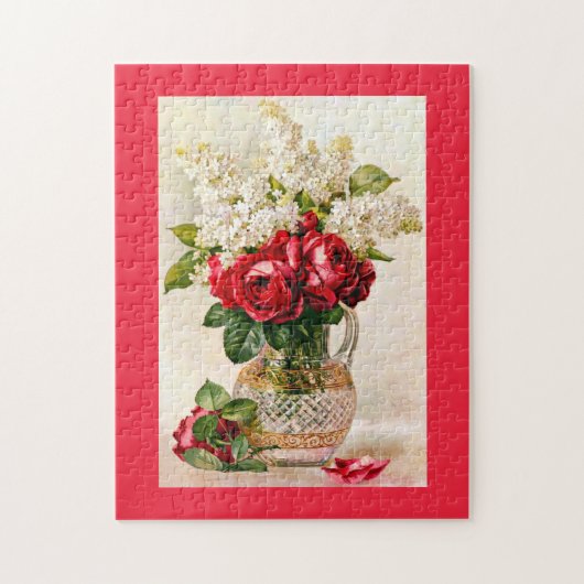 Rote Rosen & Lilacs Paul de Longpre Vintag Puzzle (Vertikal)