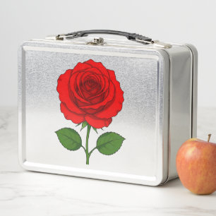 Rote-Rosen-Lunchbox Metall Brotdose
