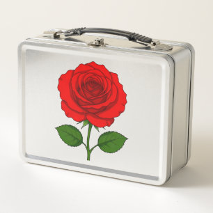 Rote-Rosen-Lunchbox Metall Brotdose