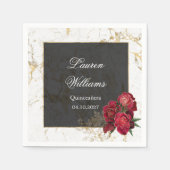 Rote Rosen Marble Quinceanera Party Serviette (Vorderseite)