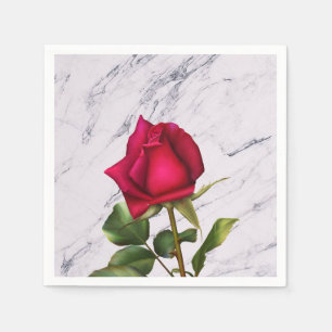 Rote Rosen Marmor Moderne Glamouröse Hochzeits-Par Serviette