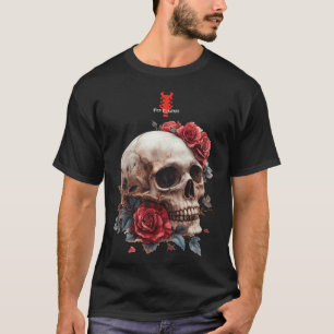 Rote Rosen Metallschädel Ben Elkanar T-Shirt