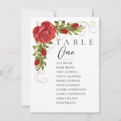 Rote Rosen Mindestsitzplan für Tischnummern (Rückseite)