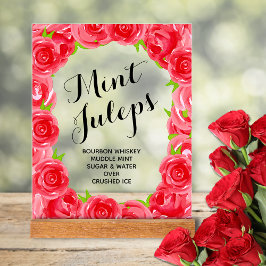 Rote Rosen Mint Juleps Tabletop Acrylschild