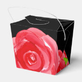 Rote Rosen mit Aquarellfarben Geschenkschachtel (Rückseite)