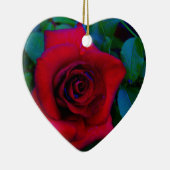 Rote Rosen mit blauen Farbtönen Keramik Ornament (Rechts)