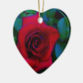 Rote Rosen mit blauen Farbtönen Keramik Ornament (Links)