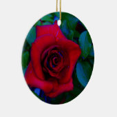 Rote Rosen mit blauen Farbtönen Keramik Ornament (Rechts)