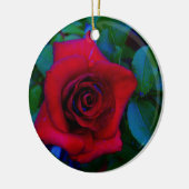 Rote Rosen mit blauen Farbtönen Keramik Ornament (Links)