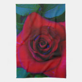 Rote Rosen mit blauen Farbtönen Küchentuch (Vertikal)