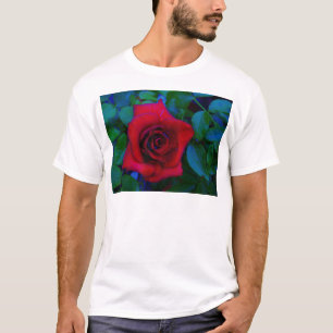 Rote Rosen mit blauen Farbtönen T-Shirt