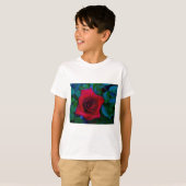 Rote Rosen mit blauen Farbtönen T-Shirt (Vorne ganz)
