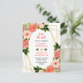 Rote Rosen mit Blumenkorallen speichern das Datum Postkarte (Stehend Vorderseite)