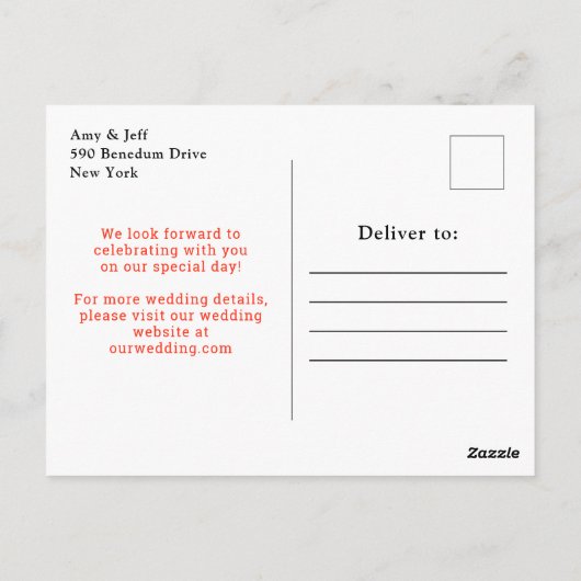 Rote Rosen mit Blumenkorallen speichern das Datum Postkarte (Rückseite)