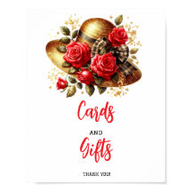 Rote Rosen mit Derby-Brautparty-Tabellensignen