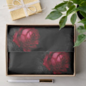 Rote Rosen mit grauen Blätter auf Black Decoupage Seidenpapier (Geschenk)