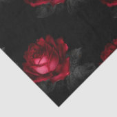 Rote Rosen mit grauen Blätter auf Black Decoupage Seidenpapier (Detail)