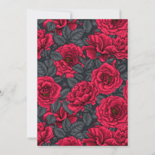 Rote Rosen mit grauen Blätter auf schwarz