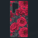Rote Rosen mit grauen Blätter auf schwarz Samsung Galaxy Hülle<br><div class="desc">Handgezeichnet nahtloses Vektormuster mit Rose.</div>
