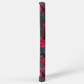 Rote Rosen mit grauen Blätter auf schwarz Samsung Galaxy Hülle (Rechte Seite)