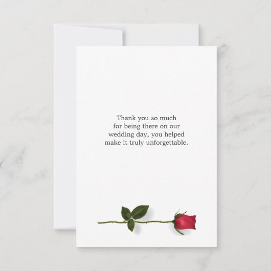 Rote Rosen mit Herz Hochzeit Vielen Dank Dankeskarte (Rückseite)