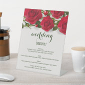Rote Rosen mit Herz-Hochzeitsmenü Sockelschild (In SItu)