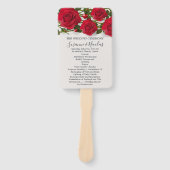 Rote Rosen mit Herz Hochzeitsprogramm Fächer (Vorderseite)