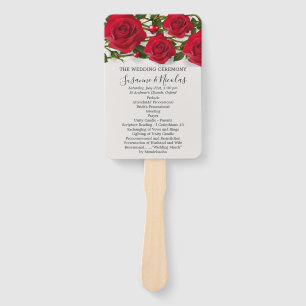 Rote Rosen mit Herz Hochzeitsprogramm Fächer
