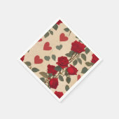 Rote Rosen mit Herz-Muster Romantische Serviette (Ecke)