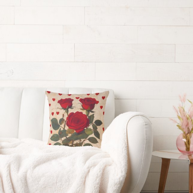 Rote Rosen mit Herz Valentine Romantische Kissen (Liege)