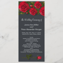 Rote Rosen mit Herzen auf dem Programm für graue H