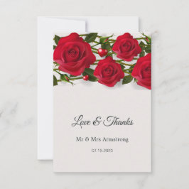 Rote Rosen mit Herzen Hochzeit Danke