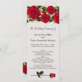 Rote Rosen mit Herzen Hochzeitsprogramm Programm (Vorne/Hinten)