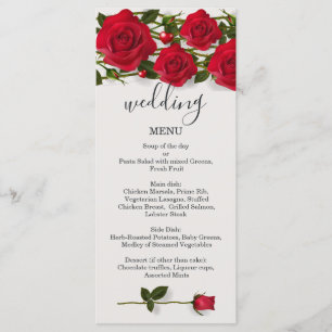 Rote Rosen mit Herzen Wedding Menü-Gestell-Karte Menükarte