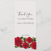 Rote Rosen mit Herzen Wedding Menü-Gestell-Karte Menükarte (Rückseite)