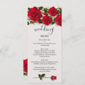 Rote Rosen mit Herzen Wedding Menü-Gestell-Karte Menükarte (Vorne/Hinten)
