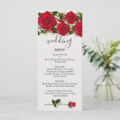 Rote Rosen mit Herzen Wedding Menü-Gestell-Karte Menükarte (Stehend Vorderseite)
