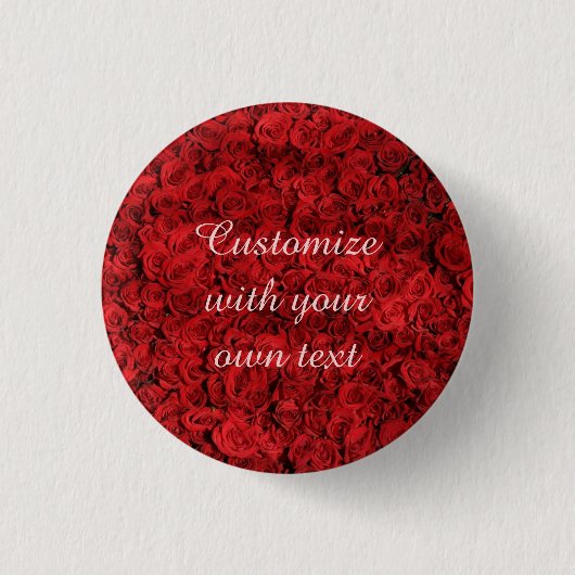 Rote Rosen mit individuellem Text Button (Vorderseite)